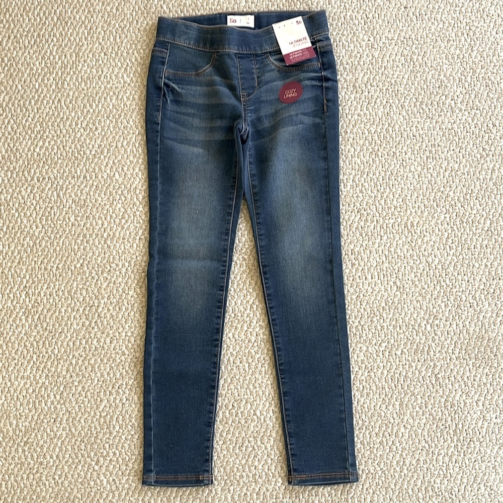 BRAND NEW So Girls Size 7 Jeggings. Denim Blue 70% cotton, 29% Polyester